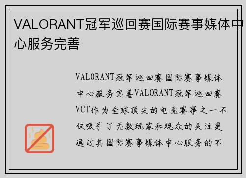VALORANT冠军巡回赛国际赛事媒体中心服务完善